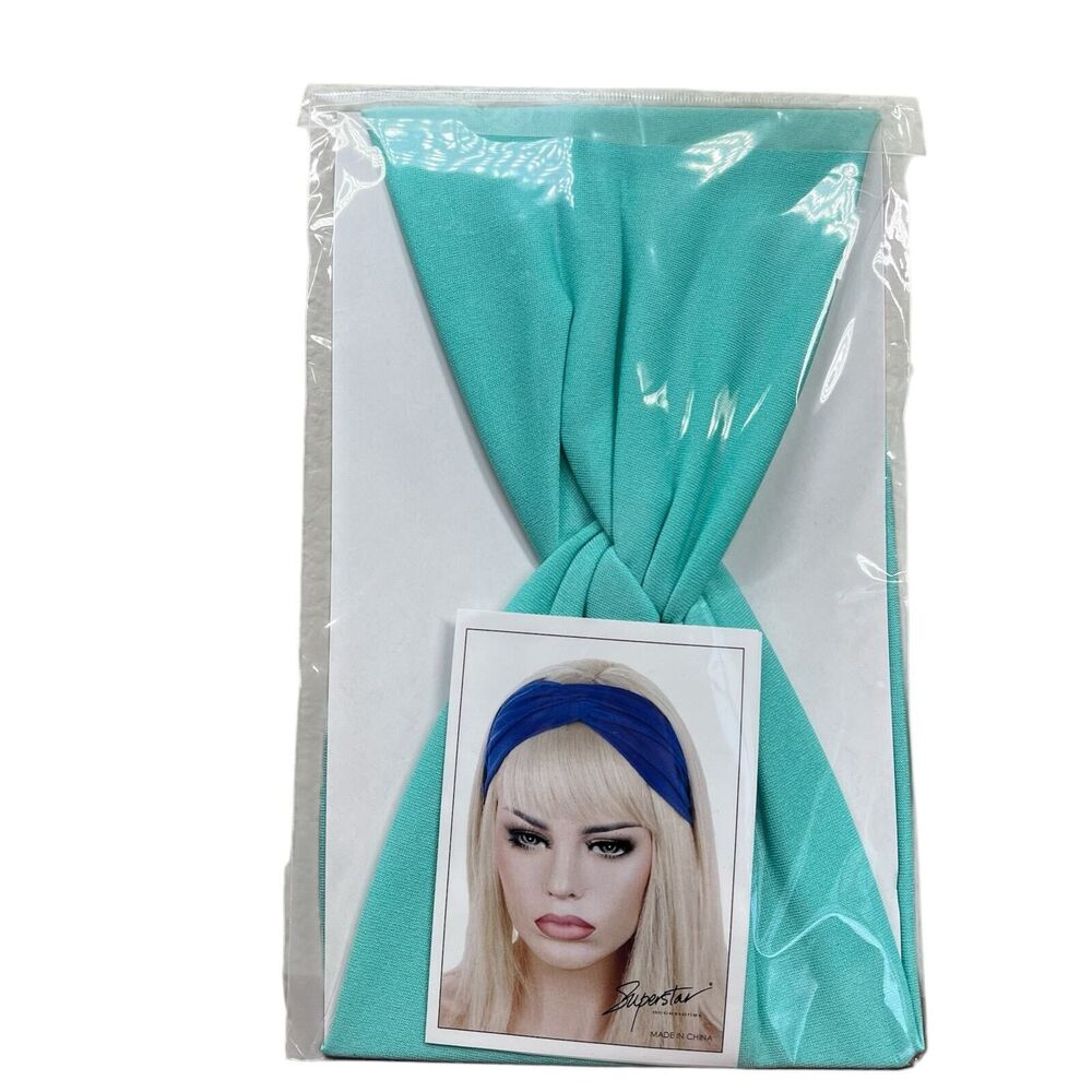 HeadBands Light Teal   Wide Large Turban Boho Cloth Hairband Twisted Knot Yoga